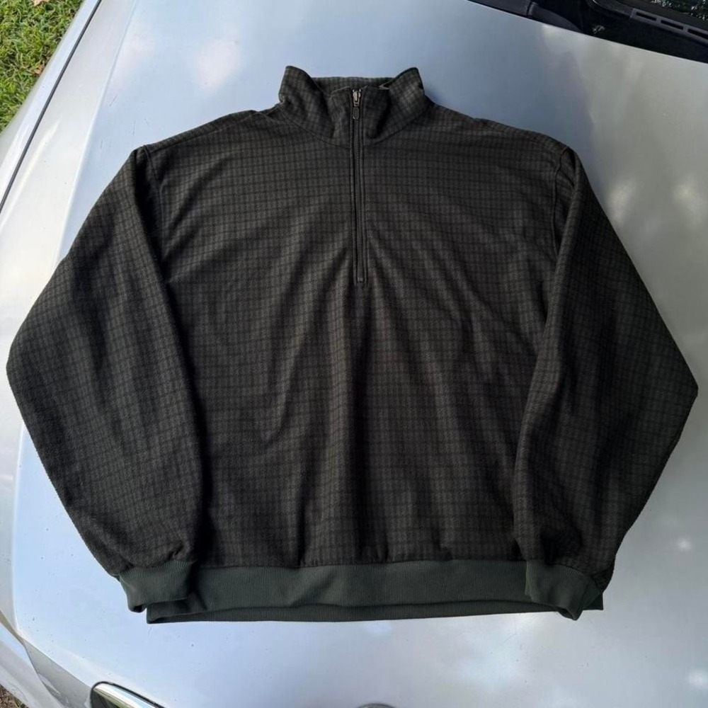 Forresters golf quarter zip fleece in brown and green